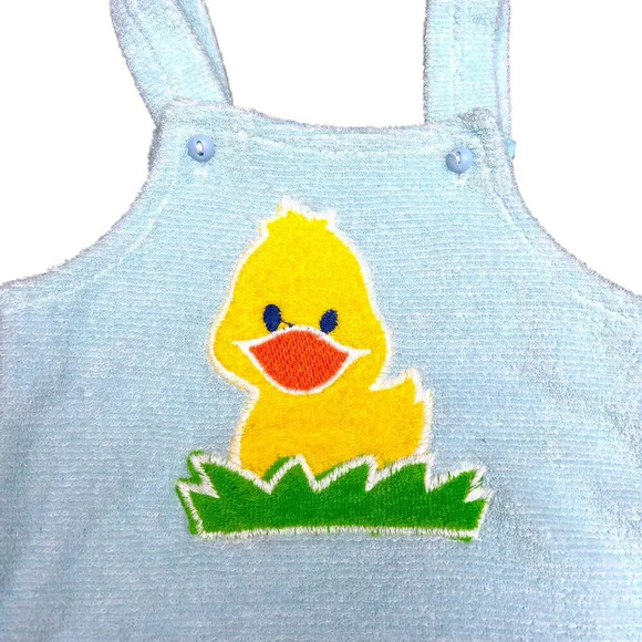 Vintage 70's Carter's Duck Bodysuit Blue Terry Terrycloth Baby Infant 6 Months - Picture 2 of 5